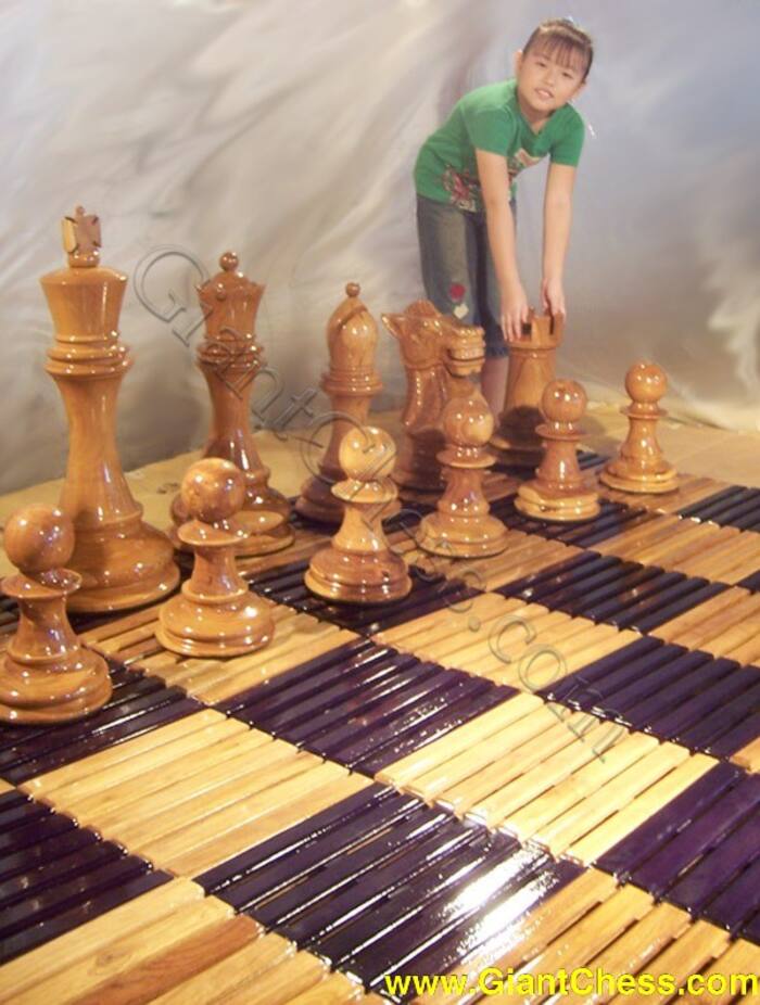 Handcrafted teak chessboard