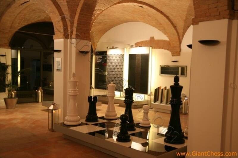 Giant chess set used as furniture decoration