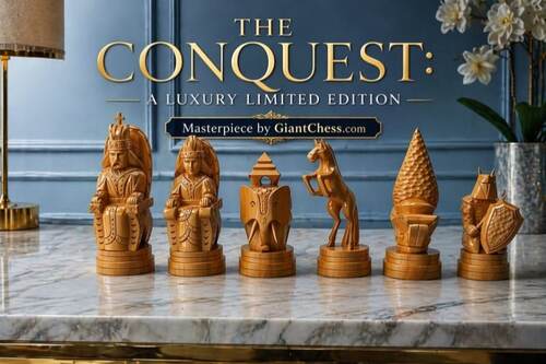 Custom Pieces giant teak chess photo