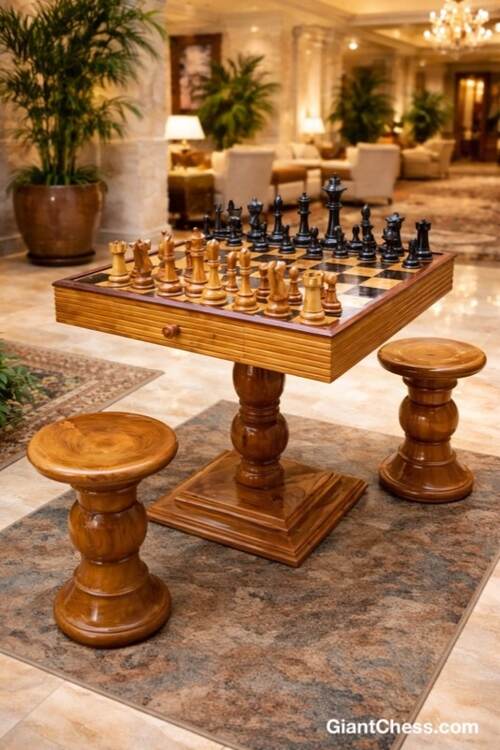 Chess Tables giant teak chess photo